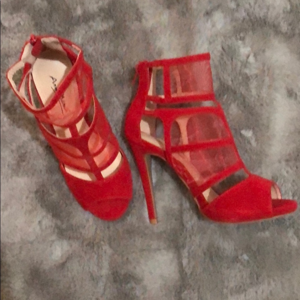 Red Lace Strappy Heels